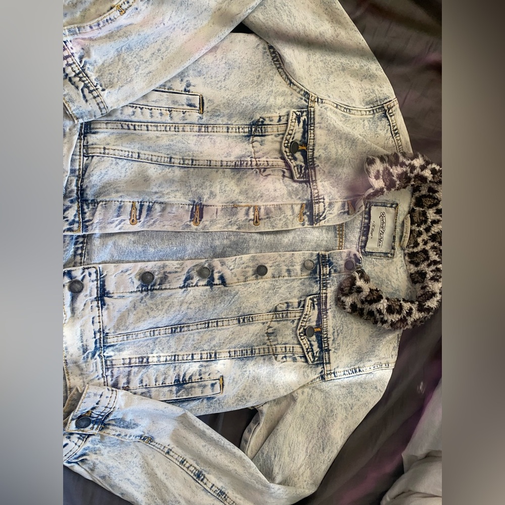 Leopard print jean jacket
